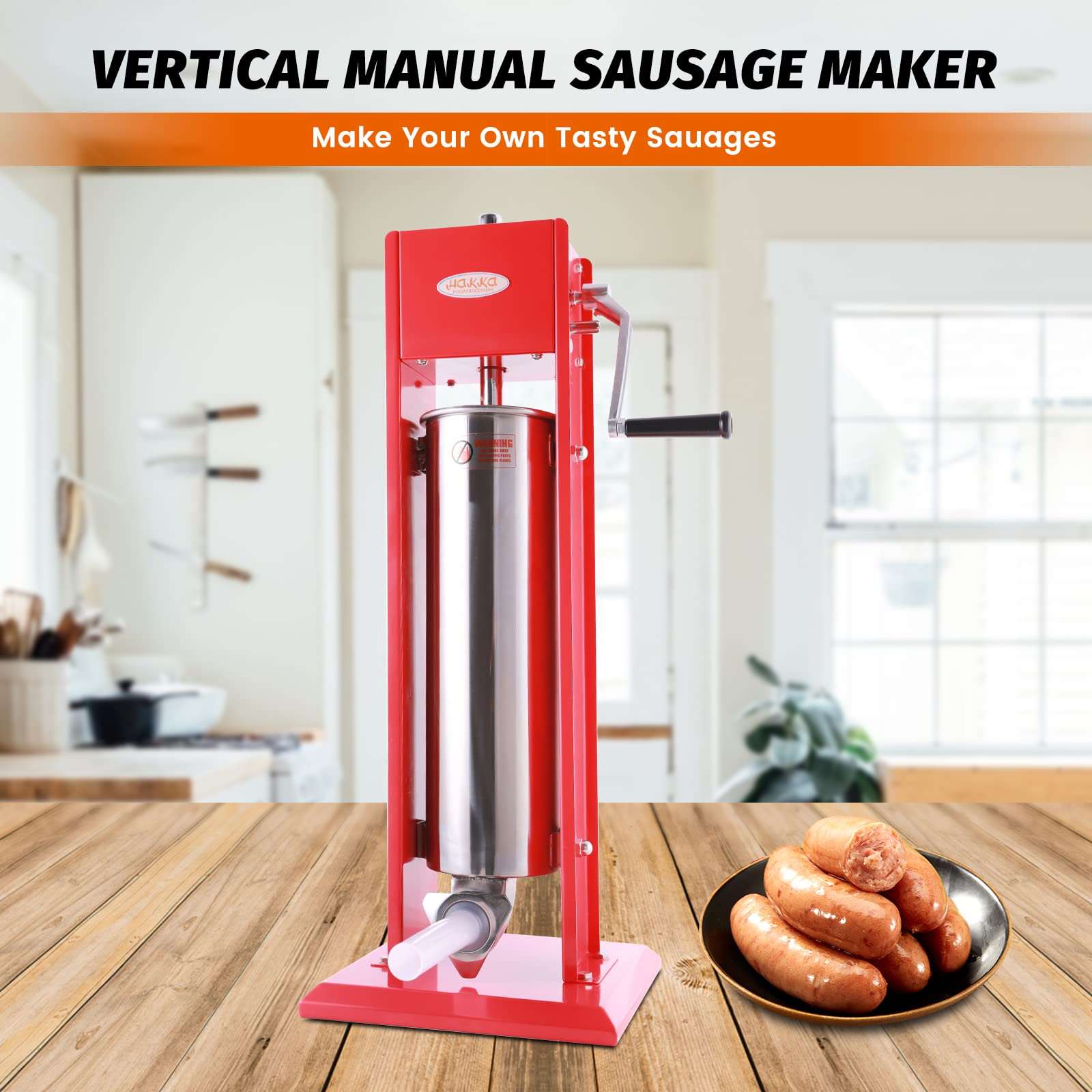 (Official refurbishment)Hakka 15 Lb/7L 2 Speed Vertical Spray-painted Sausage Stuffer - Hakka Brothers Corp