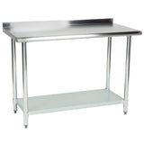 Hakka 30" x 48" 18 规格 430 经济型不锈钢商用工作台,带底架和 2" 后翻转