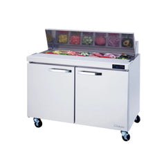 Hakka Brothers 2 Doors All Stainless Prep. Table with (12) 1/6 Pans - 48" wide, 13 cu/ft., R-290 Refrigerant