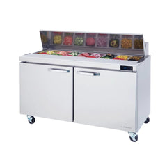 Hakka Brothers 2 Doors All Stainless Prep. Table with (16) 1/6 Pans - 60" wide, 16.5 cu/ft., R-290 Refrigerant