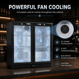 Hakka Brothers 208L Back Bar Cooler, 7.3 Cu. Ft. Commercial Double Glass Door Beverage Refrigerator with 4 Adjustable Shelves, Digital Temperature Control, LED Light & Lock