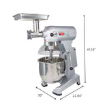Hakka 30Qt Dough Stand Mixer 3 Speed, 4 Function Stainless Steel Food Mixer with Meat Grinder Head, ETL certified