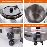 EasyRose 11 Qt Soup Warmers Commercial Soup Kettle Warmer Food Warmer with Lid,Silver