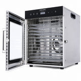 Hakka Bros 12-Tray 800W Food Dehydrator, 10.7 sq. ft. Drying Space, 86–194°F Temp, 24H Timer & Glass Door