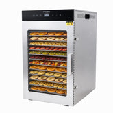 Hakka Bros 16-Tray 1400W Food Dehydrator, 26.2 sq. ft. Drying Space, 86–194°F Temp, 24H Timer & Glass Door