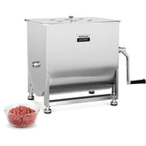 Morgangastro 30L/60 lb Commercial Manual Meat Mixer with Gearbox, Fixed Tank Stainless Steel Sausage & Burger Mixer