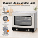 EasyRose stainless steel convection oven with tempered glass door and easy-clean wire racks