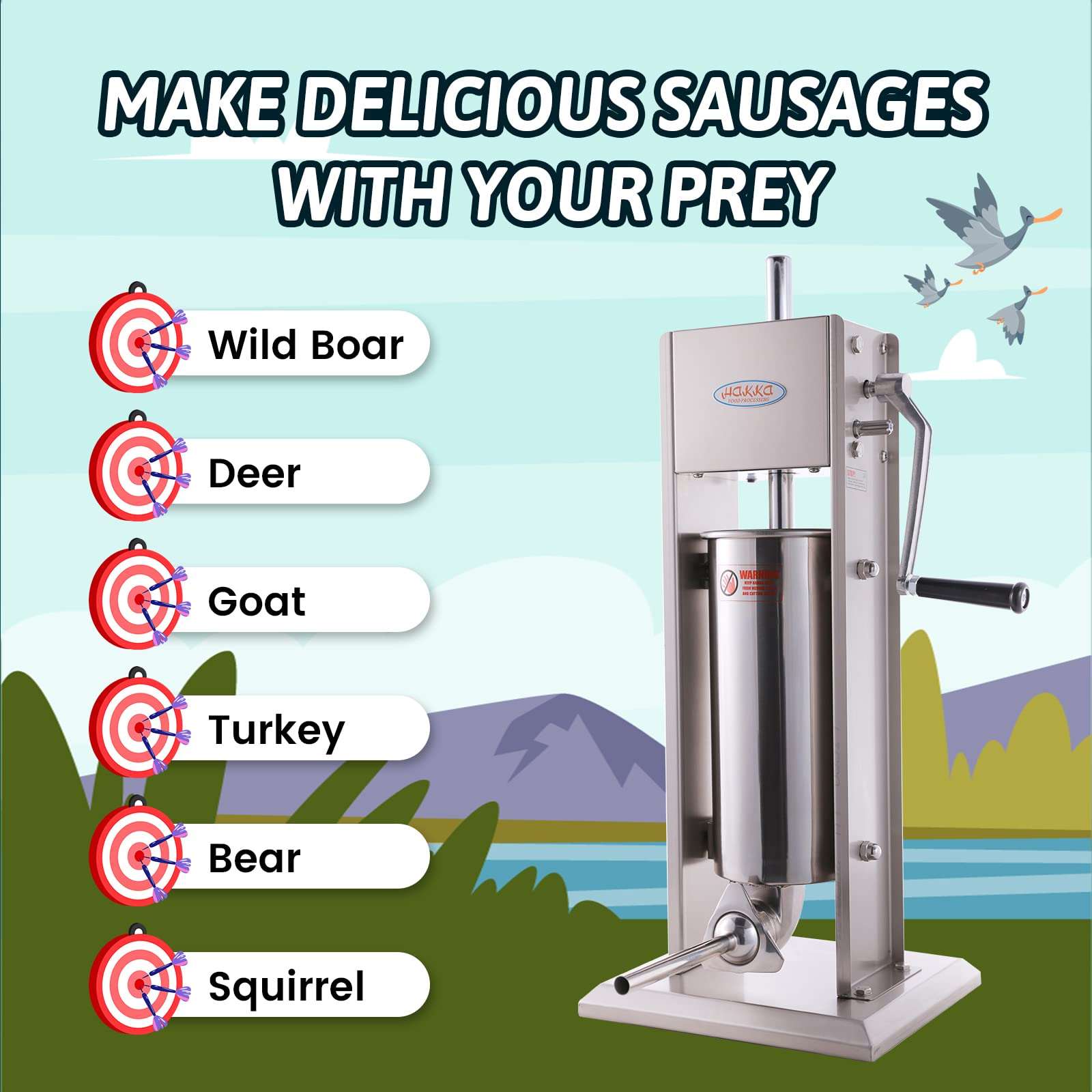 Hakka 11 Lb/5 L Stainless Sausage Stuffer 2 Speed Vertical Sausage Maker(Official Refurbishment)