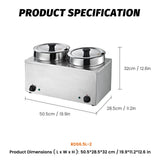 EasyRose Commercial Food Warmer 2X3.7QT Round Soup Pot Steam Table Food Warmer Buffet Bain Marie Pot with Temperature Control & Lids, - 110V, 400W