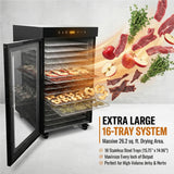 Morgangastro 16-Tray Food Dehydrator, 1450W, 86°F-194°F, 24H Timer, for Jerky, Fruits, Meat & Herbs