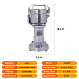 Hakka Grain Mill 400g High Speed Food Electric Stainless Steel Powder MillSeeds Flour Nut Pill Wheat Corn Herbs Spices Powder Machine,1800W