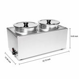EasyRose 2 x 8L Round Pot Commercial Food Warmer, 1200W Electric Soup Warmer with Lids