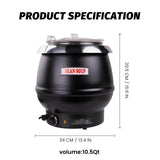 EasyRose 11 Qt Black Soup Warmer Commercial Food Warmer Soup Kettle with Hinged Lid
