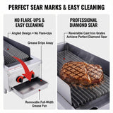 EASYROSE 14" Radiant Gas Charbroiler Commercial Gas Grill Heavy Duty Countertop Broiler Grill with 2 Burners BTU 40,000, ETL Certified