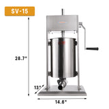 Hakka Sausage Stuffer 32LB 15L Manual Stainless Steel Meat Sausage Filler Maker
