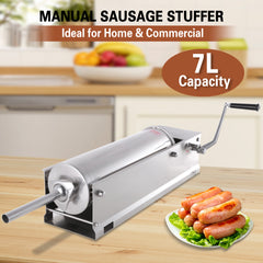 Hakka 15 Lbs(7 Liter) Sausage Stuffers 2 Speed Horizontal Sausage Makers