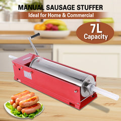 Hakka 15 Lbs(7 Liter) Sausage Stuffers 2 Speed Horzontal Spray-painted Sausage Makers