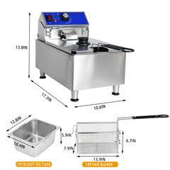 EasyRose 10L Commercial Deep Fryer with Basket 1800W Electric Frying Machine, ETL