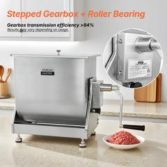 Morganastro 30lbs Meat Mixer Manual Tilt Stainless Steel Sausage Mixing Machine