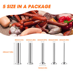 Hakka 5 Sizes of Stainless Steel Tubes for Manual Sausage Stuffer