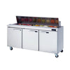 Hakka Brothers 3 Doors All Stainless Prep. Table with (18) 1/6 Pans - 72" wide, 20 cu/ft., R-290 Refrigerant