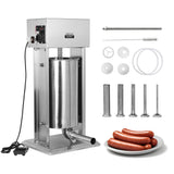 Morgangastro 15L/30lb Electric Sausage Stuffer with Foot Pedal, 260W 304 Stainless Steel Meat Filler and 5 Tubes