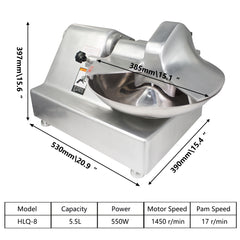 Hakka Commercial 5.5 L Multifunction Meat Bowl Cutter Mixer and Buffalo Chopper Food Processor