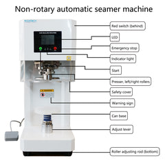 Hakka Fully Automatic Can Sealing Machine, Cup Sealer with  40-100mm Caliber Height 40-190mm Seal A Variety of Lids for Milk Tea Shops, Bakeries