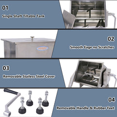 Hakka 90Pound/50Liter Capacity Tilt Tank Manual Meat Mixers