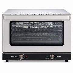 EasyRose 47L Commercial Convection Oven, 1600W Half Size Countertop Oven with 4 Racks, Stainless Steel, 150–500°F, 120-Min Timer 