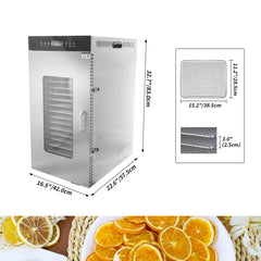 Hakka Stainless Steel Food Dehydrator 20 Tray Meat Fruit Jerky Dryer Blower