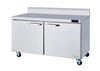 Hakka Brothers 2 Doors All Stainless Work Top Refrigerator - 60" wide, 16.5 cu/ft., R-290 Refrigerant