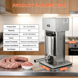 Morgangastro 12L/25lb Electric Sausage Stuffer, 200W 304 Stainless Steel Meat Filling Machine with 5 Tubes