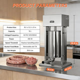 Morgangastro 15L/30lb Electric Sausage Stuffer with Foot Pedal, 260W 304 Stainless Steel Meat Filler and 5 Tubes