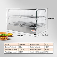 Hakka 50L Commercial Countertop Bakery Display Case with Warmer System