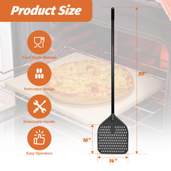 Clivia 14"x16"x59" Perforated Pizza Peel Aluminum Hard-Anodized Pizza Shovel with Long Handle