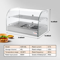 Hakka 45L Commercial Countertop Bakery Display Case with Warmer System