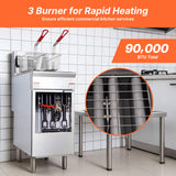 3 heavy-duty burners with 90,000 BTU total output for rapid oil recovery