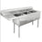 Hakka Brothers 16 Gauge Stainless Steel Three Compartment Commercial Sink with Left Drainboard - 18" x 18" x 11" Bowls
