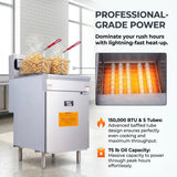 EasyRose 75 Lb Commercial LPG Deep Fryer, 5 Burners, 150,000 BTU Floor Fryer With 2 Baskets, ETL Listed-2