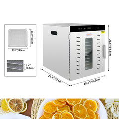 Hakka Commercial 12 Tray Food Dehydrator Electric Meat Fruit Jerky Dryer Machine, 1500W