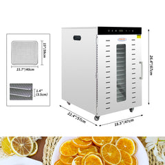 Hakka 16 Layers Commercial Food Dehydrator Stainless Steel Digital Fruit Dryer,1000W