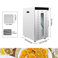 Hakka Stainless Steel Food Dehydrator 24 Layers Fruit Vegetable Dryer Machine, 2000W