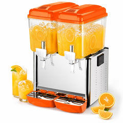 Hakka Brothers 2 x 12L Dual Bowl Refrigerated Beverage Dispenser, Commercial Juice Dispenser for Cold Drinks 