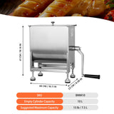 Morgangastro 7.5L/15 lb Commercial Manual Meat Mixer, Stainless Steel Sausage & Burger Mixer
