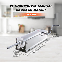 Hakka 15 Lbs(7 Liter) Sausage Stuffers 2 Speed Horizontal Sausage Makers