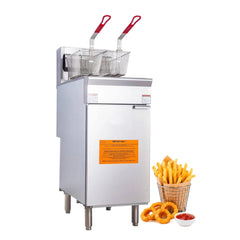EasyRose 50 lb Commercial Natural Gas Deep Fryer, 4 Burners, 120,000 BTU  Floor Fryer with 2 Baskets, ETL Listed 