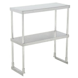 Hakka Brothers 14" x 30" Stainless Steel Double Overshelf  NSF Commercial Deck Prep Table