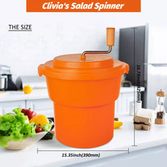 Clivia 2.5 Gal/10 Qt Large Salad Spinner Manual Salad Dryer with Handly for Commercial Restaurant