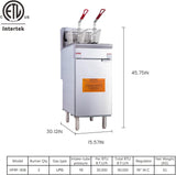 EasyRose 45lb lpg deep fryer dimensions spec chart